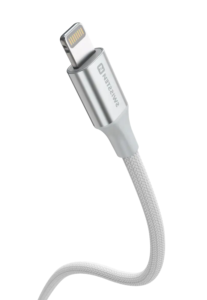 Swissten Textile II USB-C naar Lightning Kabel – 1,5 meter Wit