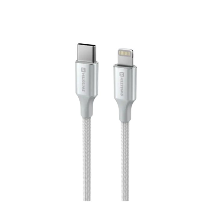 Swissten Textile II USB-C naar Lightning Kabel – 1,5 meter Wit