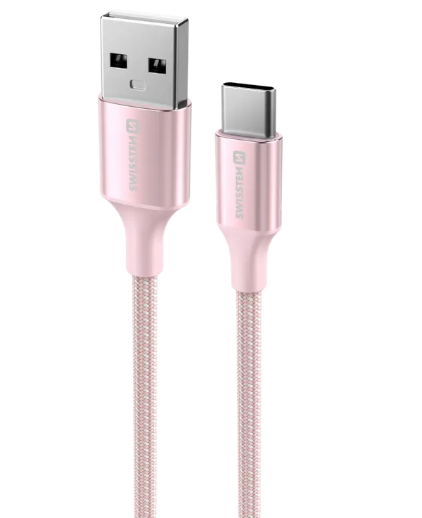 Swissten USB-A naar USB-C Kabel – 1,5 Meter Roze voor Eenvoudig Opladen