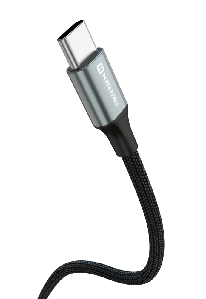 Swissten USB-A naar USB-C Kabel - 1,5 Meter - Zwart voor Eenvoudige Oplading