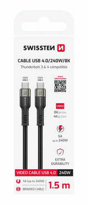 Swissten USB-C 4.0 Kabel (240W) – Krachtige Oplader en Gegevensoverdracht