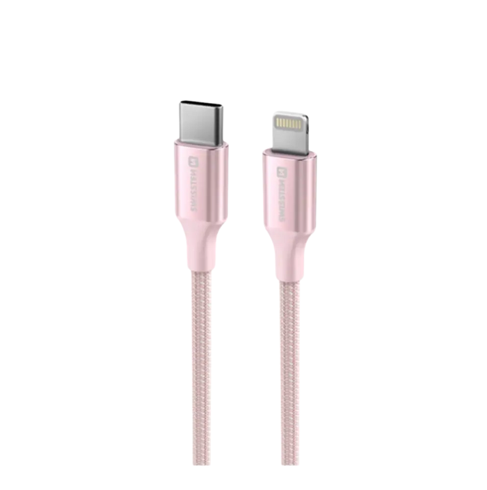 Swissten USB-C naar Lightning Kabel – 1,5 meter Roze