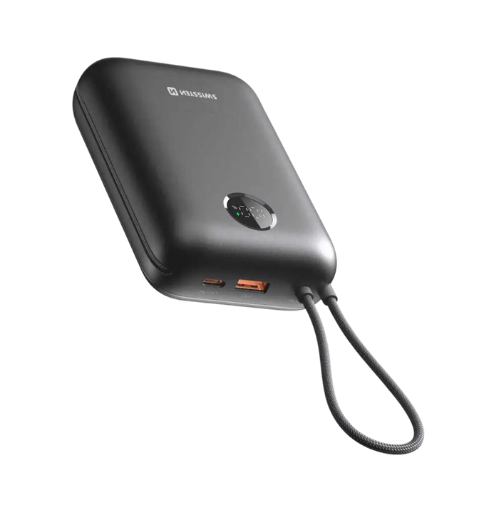 Swissten VoltBox Powerbank 35 W – Leistungsstarke 30.000 mAh mit integrierten Kabeln für optimale Nutzung