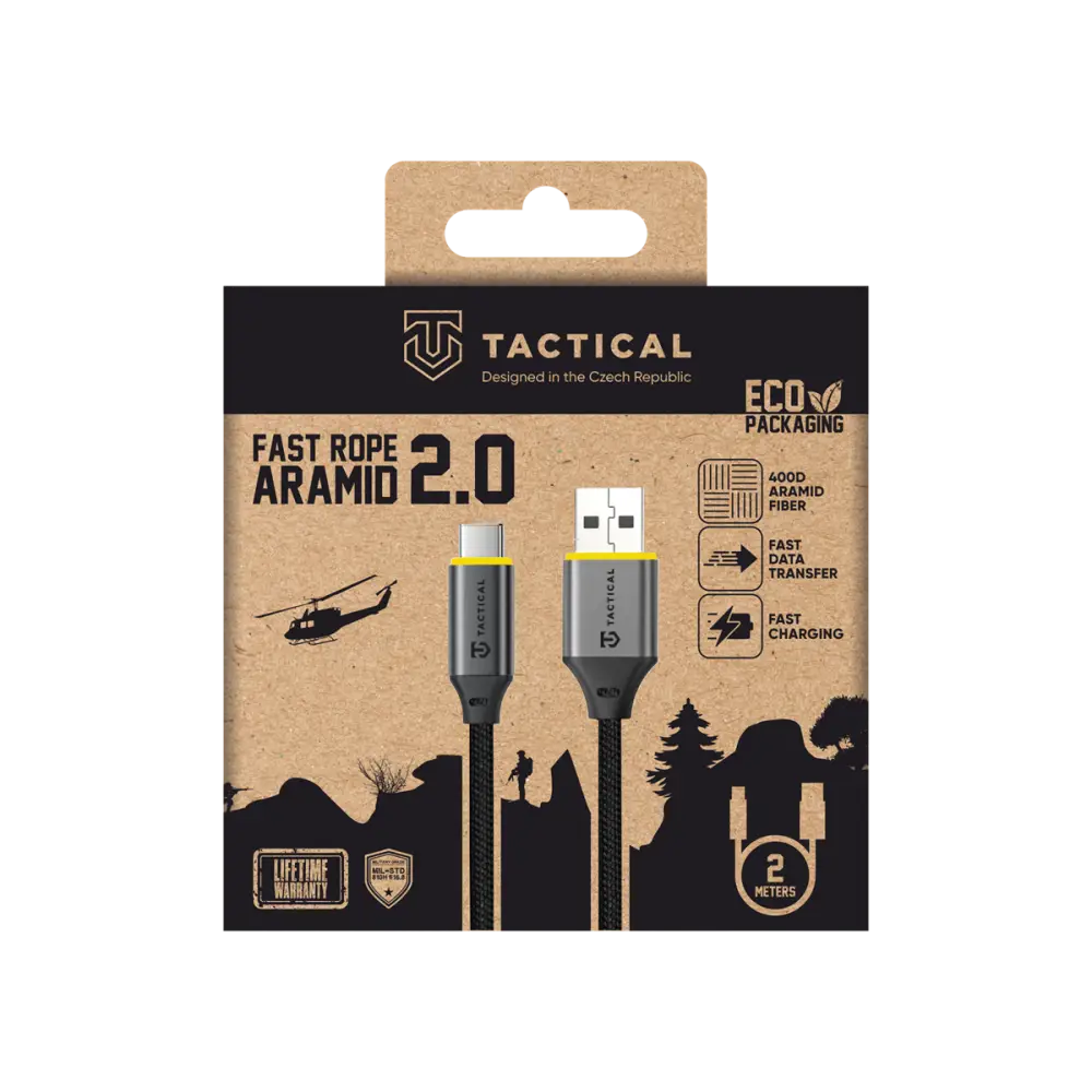 Tactical USB-C naar USB-A Kabel - 2 Meter voor Maximale Beweeglijkheid