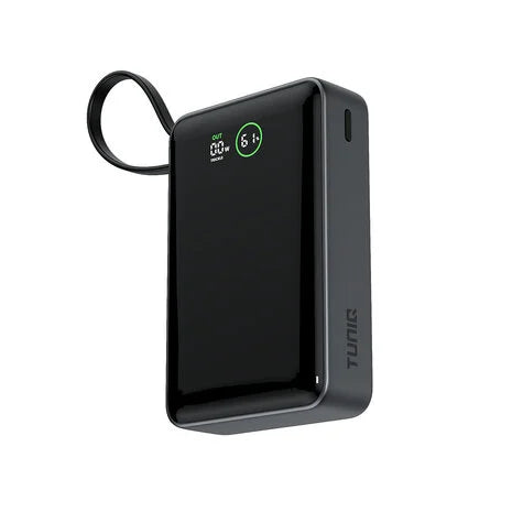 TUNIQ Powerbank 20.000 mAh met Ingebouwde Kabel – Zwart