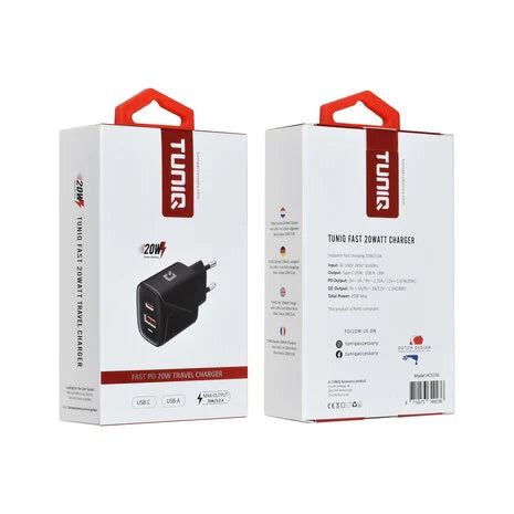 TUNIQ Snellader PD 20W Adapter - Zwart