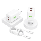 Wave WA-100-20 Travel Charger Dual USB-C 35W + Kabel – Zwart - Bundel Oplader