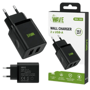 Wave WA-102 USB Wandlader 10.5W – 2x USB-A Zwart