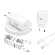 Wave WA-170-10 Super Fast Travel Charger USB-C 25W + naar Kabel 1M – Wit - Bundel Oplader