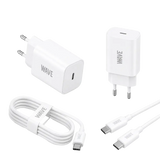 Wave WA-170-10 Super Fast Travel Charger USB-C 25W + naar Kabel 1M – Wit - Bundel Oplader