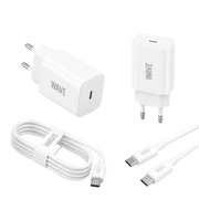 Wave WA-170-10 Super Fast Travel Charger USB-C 25W + naar Kabel 1M – Wit - Bundel Oplader