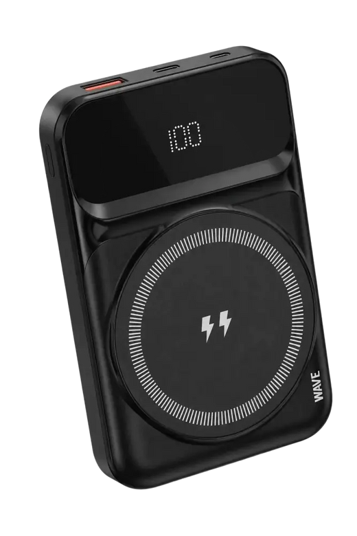 Wave WA-345B Kabellose MagSafe-Powerbank – 15W-Schnellladen mit 10.000 mAh – Schwarz