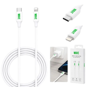 Wave WA-6 USB-C naar Lightning Kabel 1 Meter - Snelladen tot 20W (Wit) - Wit