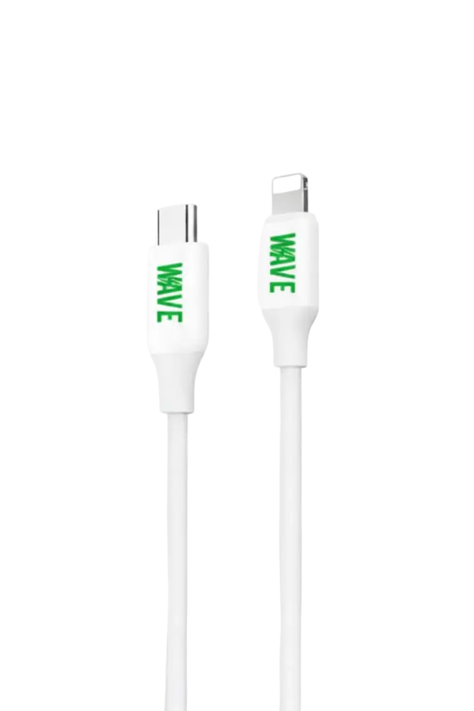 Wave WA-6 USB-C naar Lightning Kabel 1 Meter - Snelladen tot 20W (Wit) - Wit
