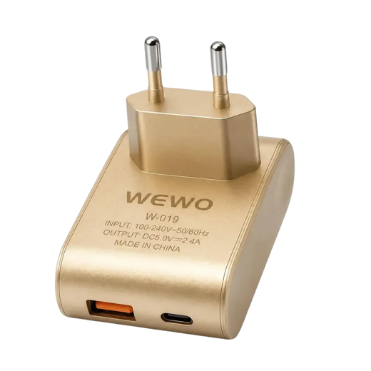 WEWO W-019 Reiseladegerät – Leistungsstarkes Dual-USB-Schnellladegerät für zu Hause und unterwegs