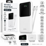 WiWU Powerbank 10.000 mAh met 2-in-1 Kabel en Digitaal Display – Wit