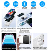 WiWU Powerbank 10.000 mAh met 2-in-1 Kabel en Digitaal Display – Zwart
