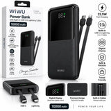 WiWU Powerbank 10.000 mAh met 2-in-1 Kabel en Digitaal Display – Zwart