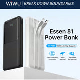 WiWU Powerbank 10.000 mAh met 2-in-1 Kabel en Digitaal Display – Zwart