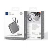WiWU Powerbank 10.000 mAh met 2-in-1 Kabel en Draadloos Laden – Grijs
