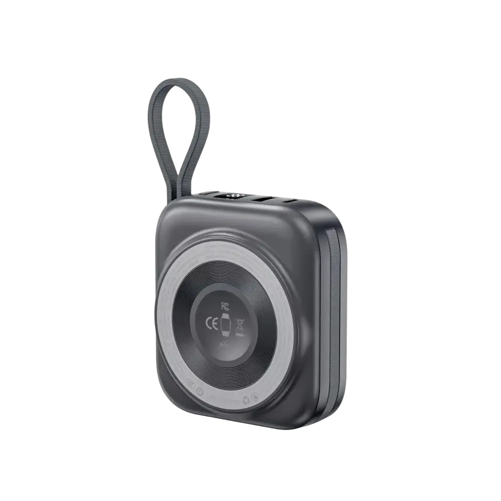 WiWU Powerbank 10.000 mAh met 2-in-1 Kabel en Draadloos Laden – Grijs