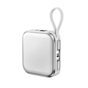 WiWU Powerbank 10.000 mAh met 2-in-1 Kabel en Draadloos Laden – Wit