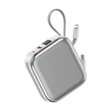 WiWU Powerbank 10.000 mAh met 2-in-1 Kabel en Draadloos Laden – Wit