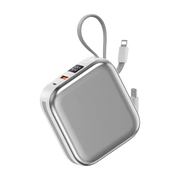WiWU Powerbank 10.000 mAh met 2-in-1 Kabel en Draadloos Laden – Wit