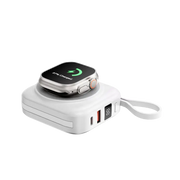 WiWU Powerbank 10.000 mAh met 2-in-1 Kabel en Draadloos Laden – Wit