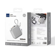 WiWU Powerbank 10.000 mAh met 2-in-1 Kabel en Draadloos Laden – Wit