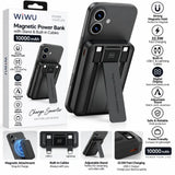 WiWU Powerbank 10.000 mAh met 2-in-1 Kabel en Kickstand – Zwart