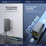 WiWU Powerbank 10.000 mAh 3-in-1 met Wereldstekker – Zwart