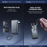 WiWU Powerbank 10.000 mAh 3-in-1 met Wereldstekker – Zwart
