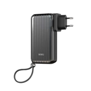 WiWU Powerbank 10.000 mAh 3-in-1 met Wereldstekker – Zwart