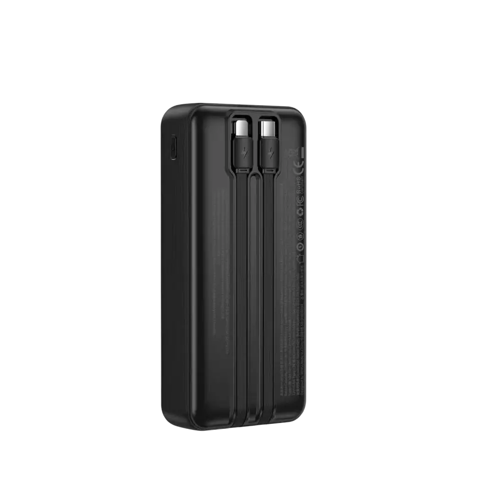 WiWU Powerbank 20.000 mAh met 2-in-1 Kabel en Digitaal Display – Zwart