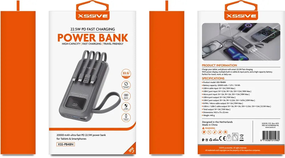 Xssive 22,5W PD Powerbank inkl. Kabel 10.000mAh XSS-PB47N