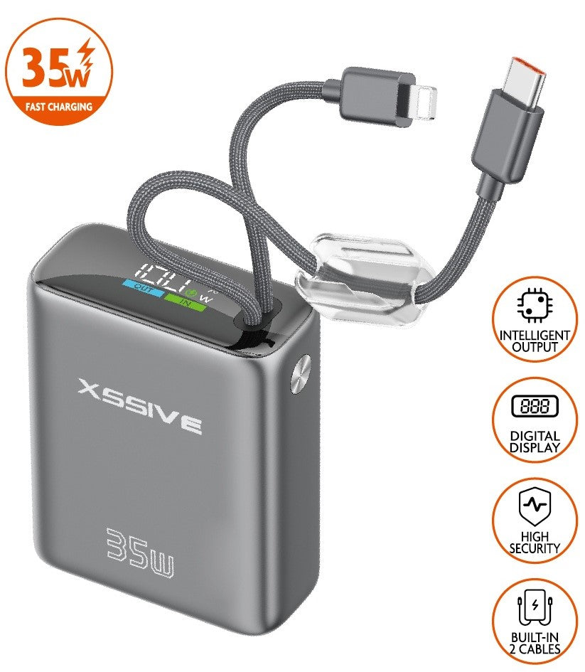 Xssive Mini-Powerbank Ultra Fast Charge PD 35 W mit Kabel 10000 mAh XSS-PB54