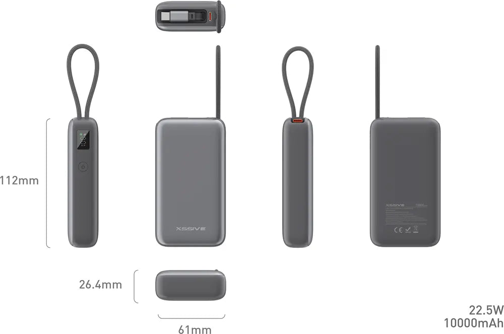 Xssive Powerbank Fast Charge mit ausziehbarem Kabel 10000mAh XSS-PB52