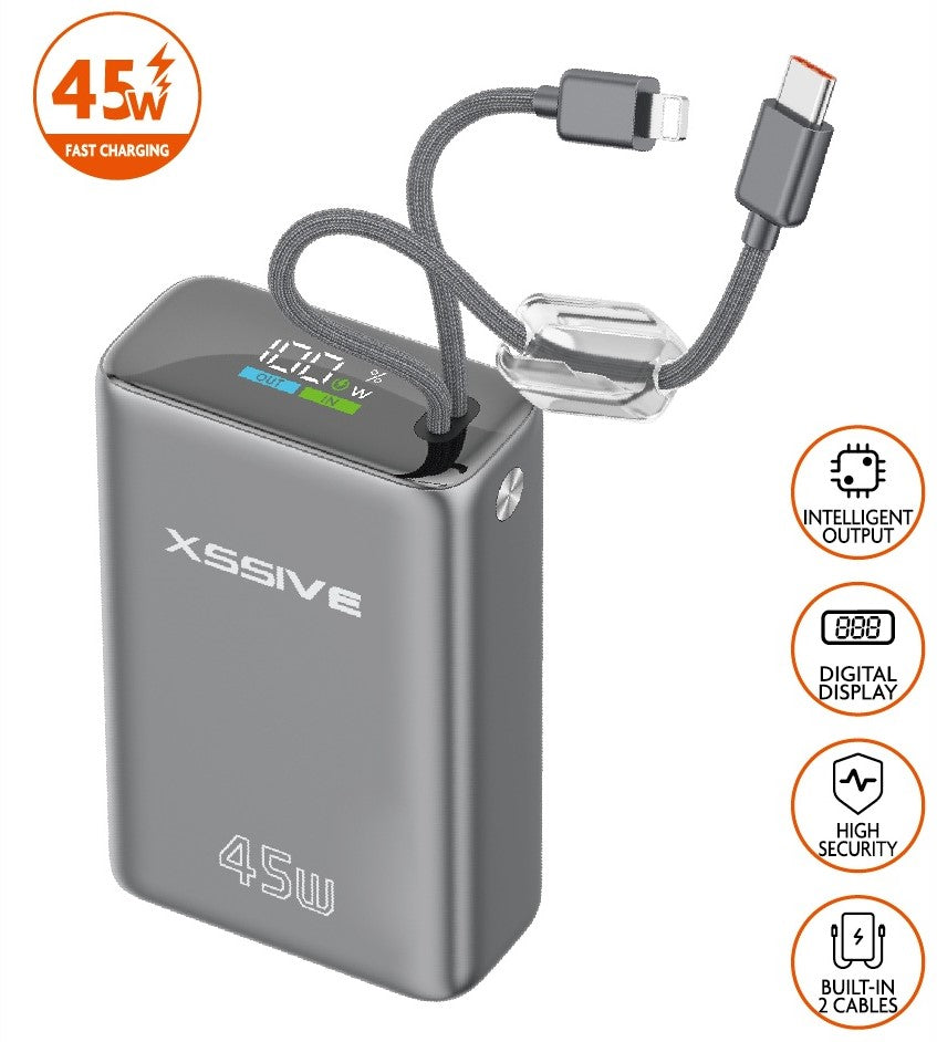 Xssive Powerbank Ultra Fast Charge PD45W mit Kabel 20000mAh XSS-PB55
