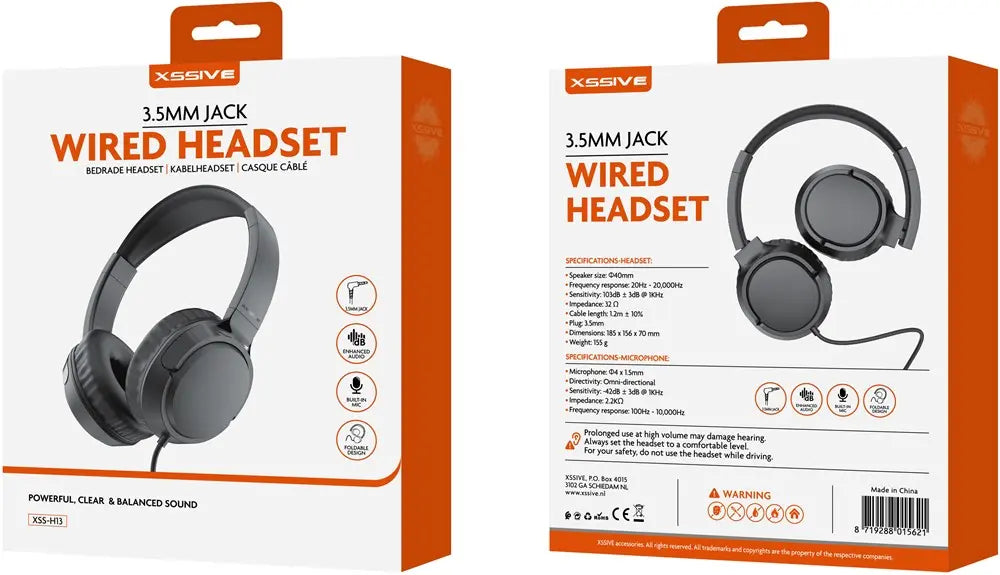 Xssive Kabel-Headset für 3,5-mm-Klinkenanschluss XSS-H13 – Schwarz