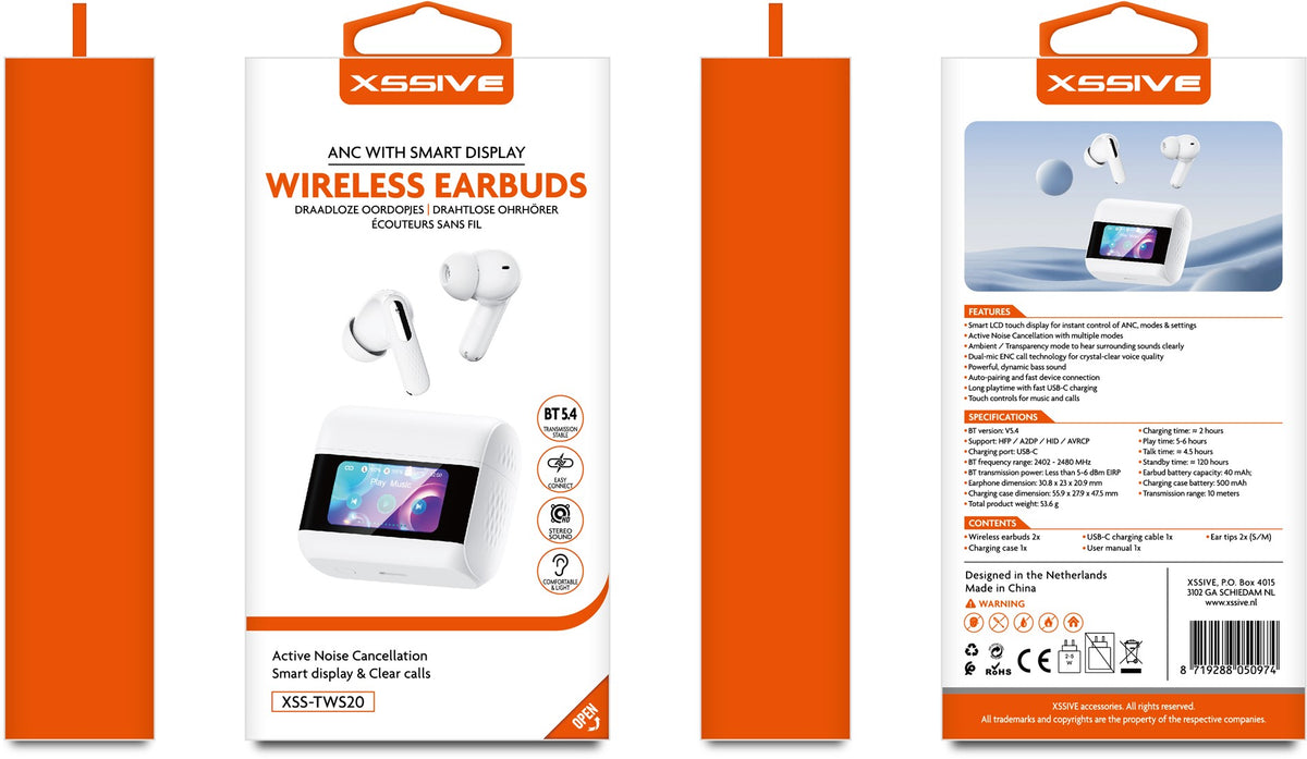 Xssive Kabellose Earbuds mit ANC+Display XSS-TWS20 - Weiß