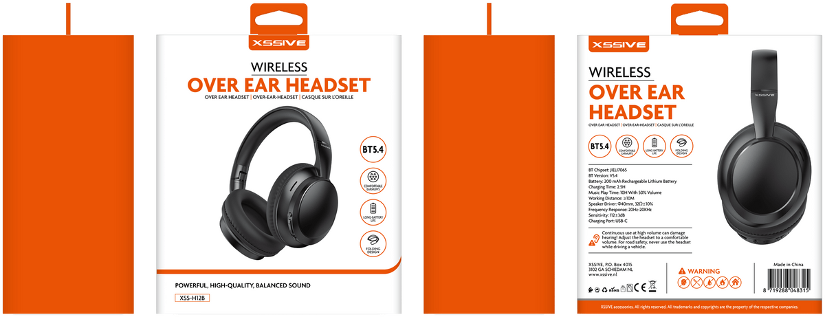 Xssive Kabelloses Over-Ear-Headset XSS-H12B - Schwarz